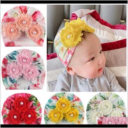 Caps Hats Accessories Baby Kids Maternity Drop Delivery 2021 Floral Sticky Diamond Baby Multi Color Printed Hat Childrens Pullover Cap Vntyq