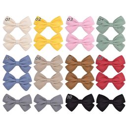 2021 3.6" Solid Cotton Bow With Clips For Girls Hair Bows Kids Children Bow Tie Hair Clip Hairpins Gifts Hair Accessories
