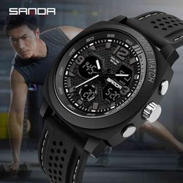 SANDA brand men's fashion sports watch men's LED waterproof digital watch G casual vibration military watch Relogio Masculino X0524