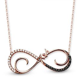 infinity Style Rose Zircon Gemstone Necklaces 925K Silver Turkish Women Jewellery