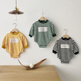 Spring New Baby Striped Clothes Toddler Baby Girl Bodysuit Striped Long Sleeve Boys Jumpsuit Baby Onesie 210413