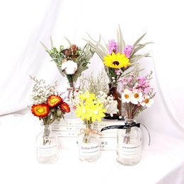 Decorative Flowers & Wreaths Po Props Home Decoration With Bottle Vase Natural Material Real Flower Plant Stems Dried Bouquets
