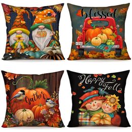 Pillow Case Fall Decor Covers 18X18 Inch Set Of 4 Thanksgiving Outdoor Pillows Decorative Throw For Home Couch