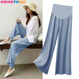 wide leg Maternity Pants For Pregnant Women Trousers Casual Loose High Quality Jeans Pregnancy Clothing 210721