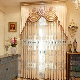 Custom Semi-Shading Chenille Hollow Embroidered Curtain Fabric Left And Right Biparting Open Curtians For Living Room Bedroom & Drapes