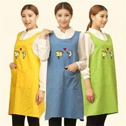 Apron Cotton Household Kitchen Anti-fouling And Oil-proof Cute Pinafore Custom Women Work Smock 210629