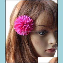 Hair Clips & Barrettes Jewellery Fashion Bohemia Hairpins 6.5Cm/1.38" Artificial Fabric Peony Flower Head With Clip Flowers Headwear Drop Deli