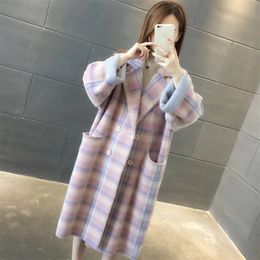 Coat Winter Loose Jacket Women Oversized Mink Fur Collar Plus Jackets Vintage Cotton Thick Warm 210427