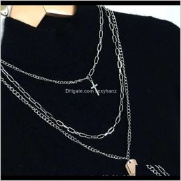 Pendant Necklaces & Pendants Jewelry Drop Delivery 2021 Cross Multi Layer Necklace Ins Net Red Same Long Cool Fashion Hip Hop Collar Chain 1E