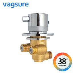 Vagsure One Ways Outlet Temperature Control Mixing Valve Diverter Brass Thermostatic Shower Faucets Tap Room Mixer Screw Bathroom Sets
