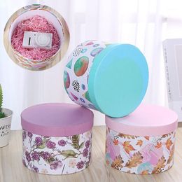 Gift Wrap 1PC Handheld Flower Packaging Box Round Floral Print Creative Bouquet Valentine's Day Bouquets Tote Bag