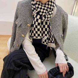 Luna&Dolphin Women Black White Checkerboard Scarf Zebra Strip Houndstooth Neckerchief Warm Knitted Woollen Neck Pashmina Shawl