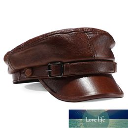 Luxury Brand Hat Women Men Military Caps Black Real Leather studentsr Hats Flat Female Adjustable Autumn Winter Captain Caps Factory price expert design Quality