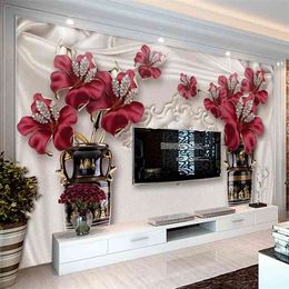 Custom Po Wallpaper 3D European Style Jewellery Flower Living Room Bedroom TV Background Wall Murals Wallpaper For Walls 3 D 210722