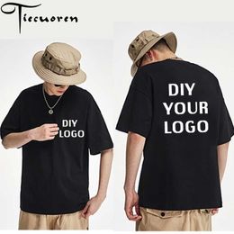 Wholesale customized Print T shirts half sleeve homme tees Drop Shipping men clothing DIY your Harajuku cotton tshirts 210410