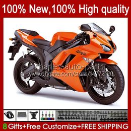 Motorcycle Bodys For KAWASAKI NINJA ZX 6R 600CC 6 R ZX600C ZX-600 ZX6R 07 08 Bodywork 10No.54 ZX-636 600 CC ZX600 ZX636 07-08 ZX-6R ZX 636 2007 2008 Fairings Kit glossy orange