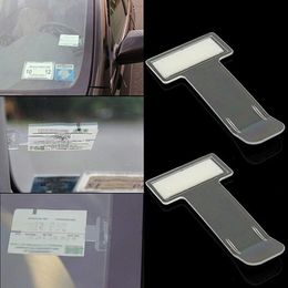 Interior Decorations Auto Car Ticket Folder Mini T-shape Transparent Environmentally Holder Mount Styling AccessoriesInterior