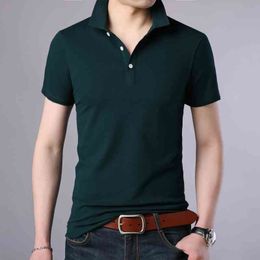 New Fashion Men Polo Shirt Solid Colour Slim Fit Polo Men Short Sleeve Mercerized Cotton Casual Polos Shirt Mens 210401