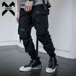 11 BYBB'S DARK Hip Hop Cargo Pants Men Streetwear Joggers High Street Casual Ribbon Pockets Male Streetwear Black Harajuku DG61 H1223