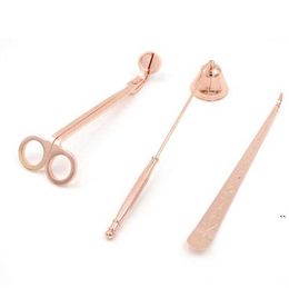 3 in 1 Candle Accessory Set Scissors Cutter Candles Wick Trimmer Snuffer Accessories Sets Rose Gold Black Silver DAW252