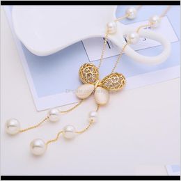 Necklaces & Pendants Drop Delivery 2021 Jewellery Pearl Hollow Crystal Sweater Chain Long Necklace Womens Pendant Mw6Et