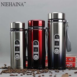 1000ML High Capacity Business Thermos Mug Stainless Steel Tumbler Insulated Water Bottle Vacuum Flask For Office Tea Mugs 211013