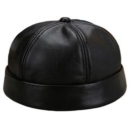 Berets X161 Adult Sheep Leather Hats Male Natural Skin Bucket Hat Adjustable Size Trucker Caps