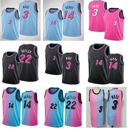 Basketball 55 14 Dwyane 3 Wade Jersey Jimmy 22 Butler Jerseys Pink men