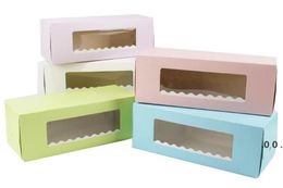 5 Colours Long Cardboard Bakery Box for Cake Roll Swiss Roll Boxes Cookie Cake Packaging RRE11153