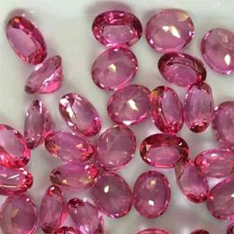 2Piece Pink Topaz Natural Loose Gemstone Oval faceted 7X9mm Bead for Inlaid silver 925 jewelry Ring Necklace DIY ICNWAY
