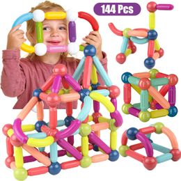 Magnetism 25-144Pcs Big Size Magnetic Stick Building Blocks game magnets children Set Kids Magnets for children Magnetic Toy Bricks Q0723