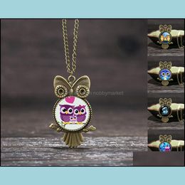 Pendant Necklaces & Pendants Jewelry Fashion Cute Owl Necklace Retro Cartoon Sweater Chain For Women Jewellery Aessories Factory Drop Delive