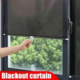 Sunshade Roller blinds Suction Cup Blackout curtains For living room Car Bedroom Kitchen Office Free-Perforated Window Curtain 210913