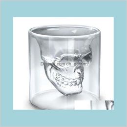 Kitchen Dining Bar Home Garden 25Ml 70Ml 150Ml 250Ml Wine Cup Skull Glass S Beer Whiskey Halloween Decoration Creative Party Transpare