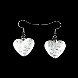 New Fashion Handmade 20*21mm Heart Always Earrings Stainless Steel Ear Hook Retro Small Object Jewelry Simple Design For Women Girl Gifts