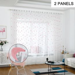 Panel Sheer Curtains For Living Room Kitchen Modern Ring Top Embroidered Star And Moon Voile Window Tulle Curtain Bedroom & Drapes