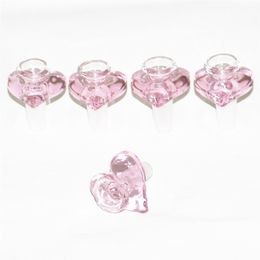 14mm pink heart shape hookah glass bowl male joint tobacco hand bowl piece for Bong Water Pipe oil rig