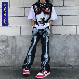 UNCLEDONJM designer pants men clothing wo streetwear graffiti jeans trousers Skeleton denim Hip Hop A213 211111
