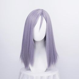 grey wig cosplay UK - Synthetic Wigs Game Magic Awakening Ivy Warrington Cosplay Wig Grey Purple Straight Heat Resistant Hair Halloween Party Carnival