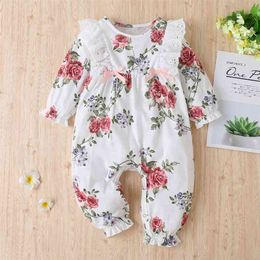 Baby Floral Ruffled Bowknot Jumpsuit 210528
