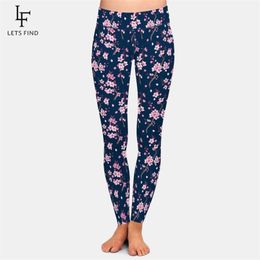 LETSFIND Fashion 3D Cherry Blossom Digital Printing Women Leggings High Waist Plus Size Soft Slim Fitness 210925