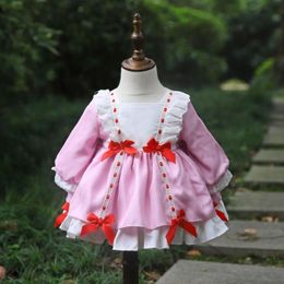 2Pcs Toddler Spanish Long Sleeves Dresses for Baby Girl Turkey Lolita Princess Ball Gown Children Birthday Party Dress + Hat 210615