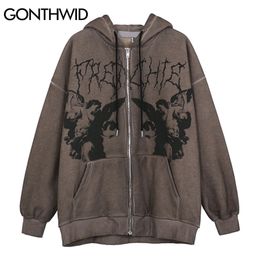 GONTHWID Fleece Hooded Jackets Streetwear Casual Graffiti Angel Print Letter Embroidery Harajuku Hip Hop Men Coat Tops Outwear 210811