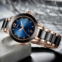 Fashion Gift Women Watches Ladies Top Brand Luxury Ceramic Sport Quartz Watch Women Blue Waterproof Watch