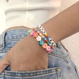 Bangle 4pcs/set Fashion Bracelet 2021 Bohemian Multicolor Style Colourful Flower Beaded Set Simple And Fashionable Rice Bead