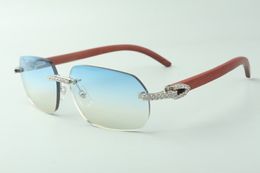 Direct sales medium diamond sunglasses 3524024 with original wooden temples designer glasses, size: 18-135 mm