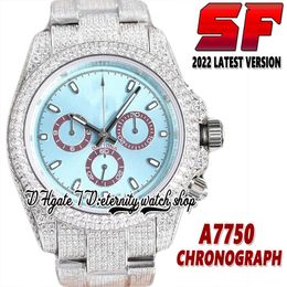 2022 SF V2 116508 ETA 7750 SA7750 Chronograph Automatic Mens Watch 116506 Light blue Dial 904L Stainless Case Iced Out Diamonds Bracelet Eternity Watches 116500