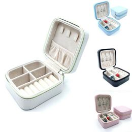 Bathroom Storage & Organization Women Travel Jewelry Box Case PU Leather Zipper Boxes Organizer For Earrings Rings230Y