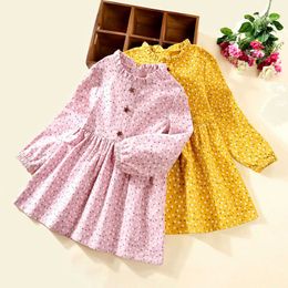 Kids Spring Autumn Toddler Girls Floral Casual Dresses New Super Western Style Cotton Princess Flower Dress Korean Baby Clothes Q0716