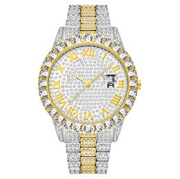 diamonds sales UK - MISSFOX European Hip Hop Full Diamond Mens Watches Bracelet Quartz Mineral Hardlex Mirror Charismatic Leader Wrist Watch Manufacturers Direct Sales